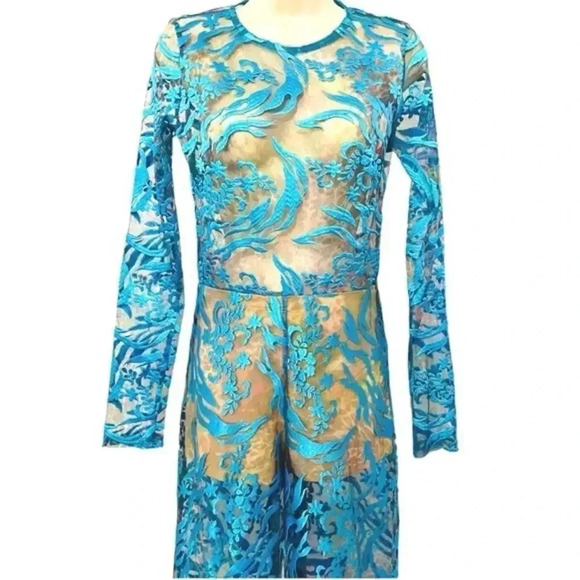 AKIRA Sheer Lace Embroidered Jumpsuit New Party Bodysuit Festival Rave - Picture 1 of 15